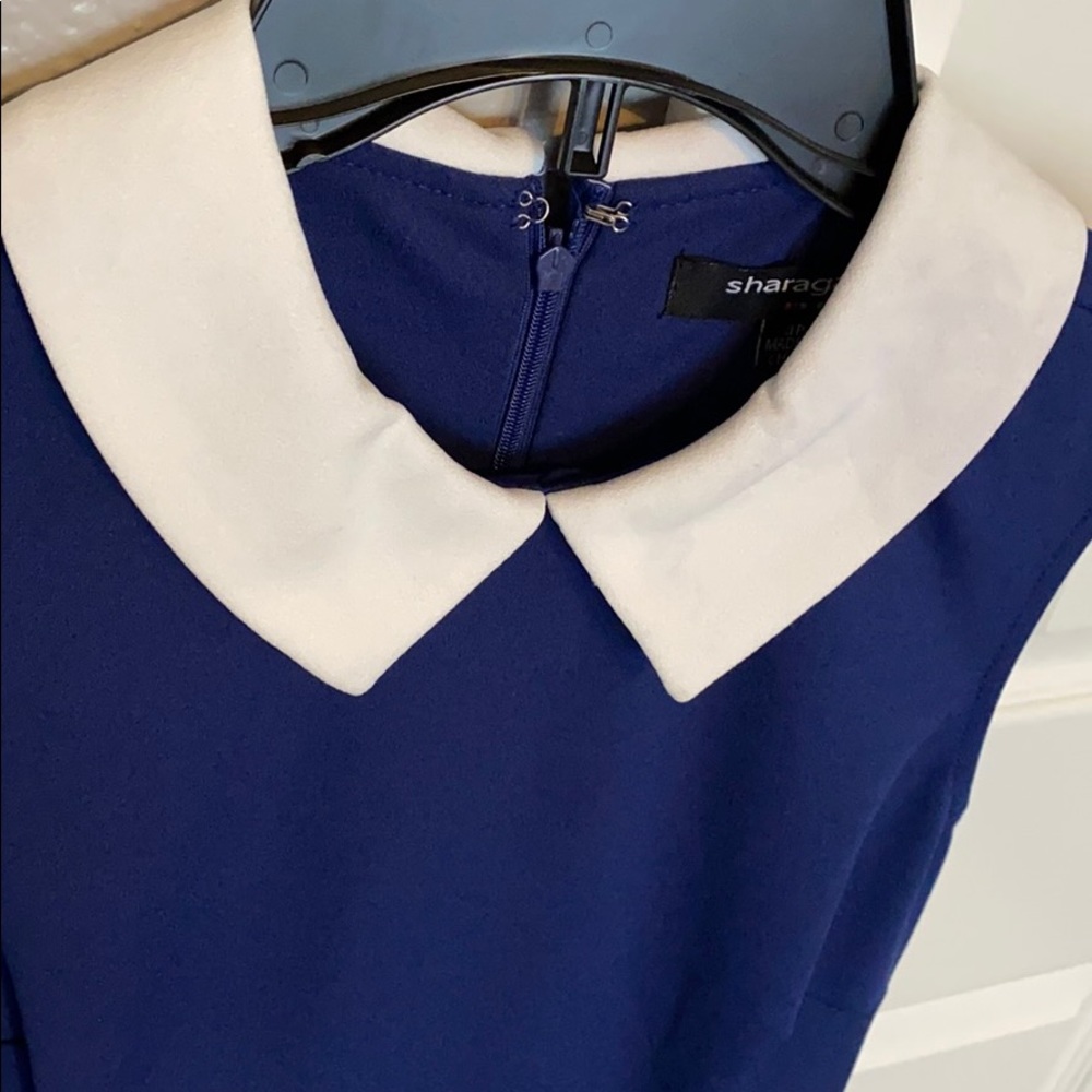 A line  navy dress with white collar